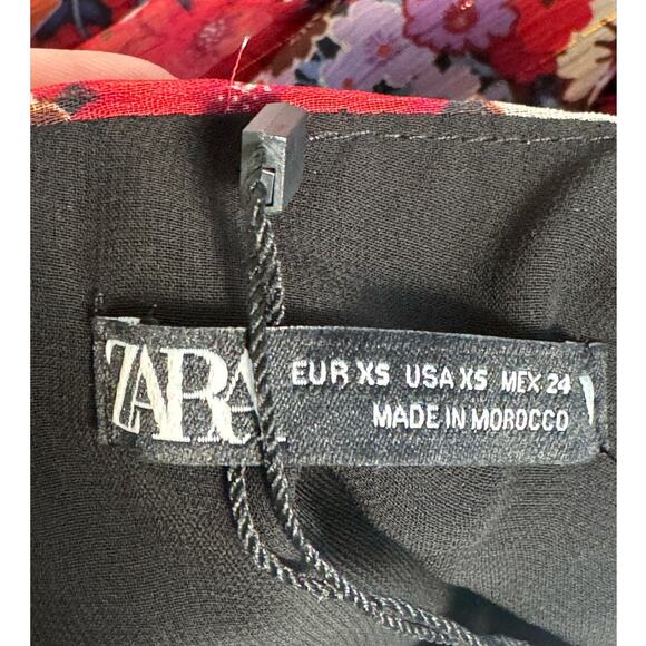 NWT Zara Floral Puff Sleeve Ruched Mini Dress Size XS - Picture 12 of 14